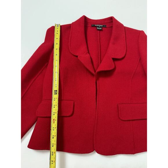 Red Wool Jacket Blazer Womens 6 Classic Fitted Feminine Elegant Ellen Tracy - Picture 4 of 8